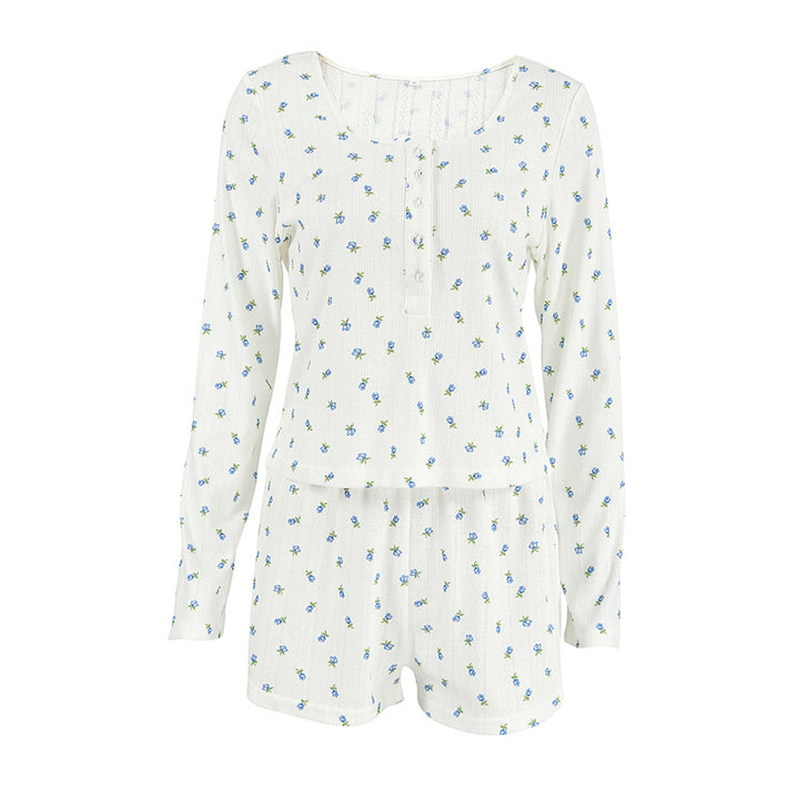 Dame Pyjamasæt med fine blomster mønstre og komfortabel pasform Stilla
