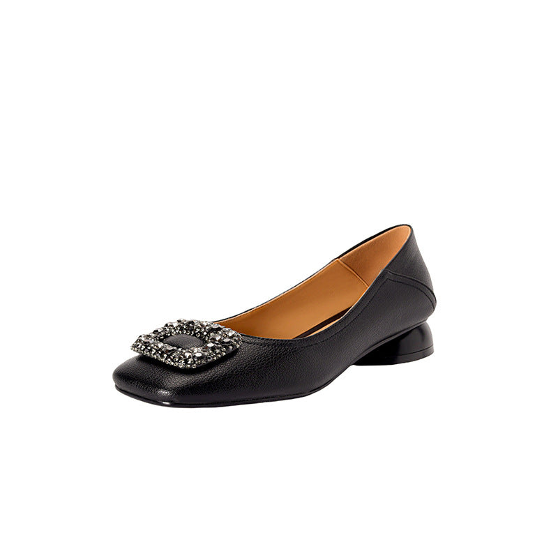 Dame elegante Ballerinas med kvadratisk tåparti og strassdetaljer Stilla