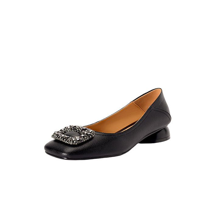 Dame elegante Ballerinas med kvadratisk tåparti og strassdetaljer Stilla
