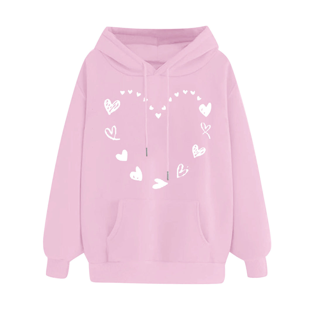 Dame hoodie med legende hjerte design og komfortabel kængurutaske Skovae