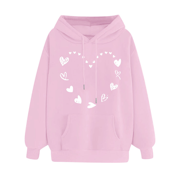 Dame hoodie med legende hjerte design og komfortabel kængurutaske Skovae