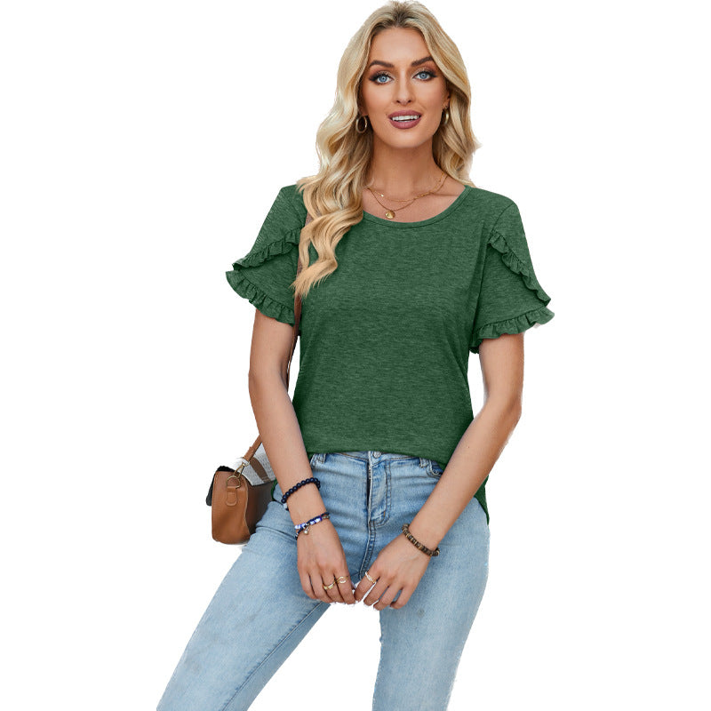 Damer casual T-shirt med ruffles detaljer Stilla
