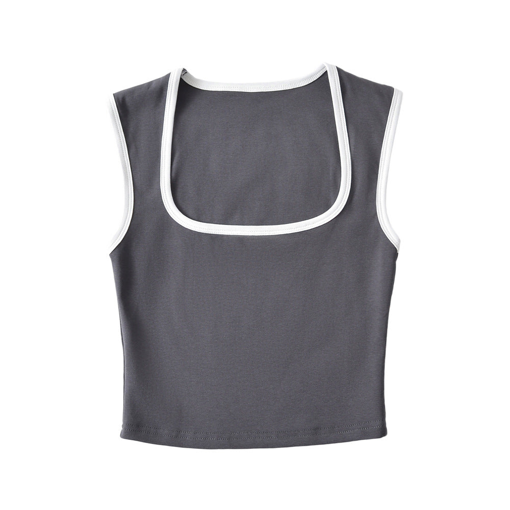Dame Crop-Top med firkantet udskæring og smalle stropper Stilla