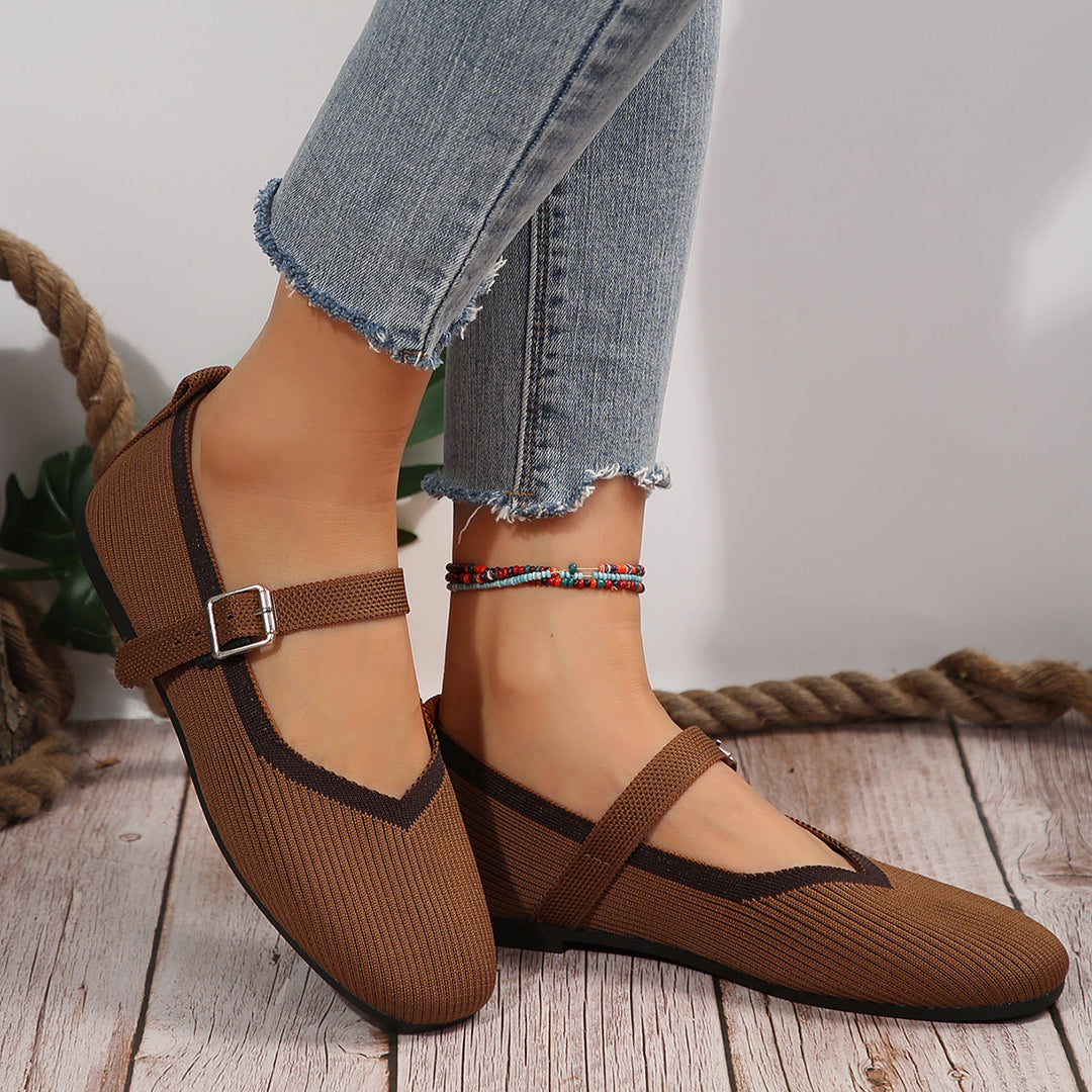 Dame Ballerinas med elegant rem og moderne mønstermix Stilla