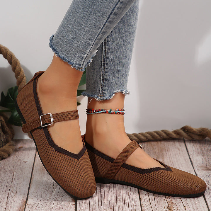 Dame Ballerinas med elegant rem og moderne mønstermix Stilla