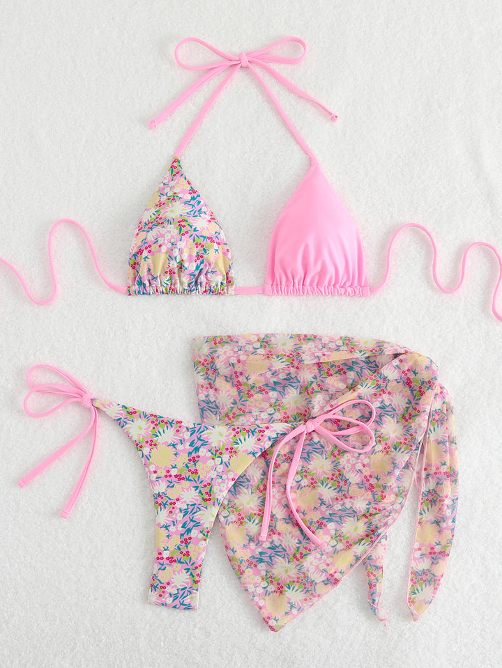 Dame Blomsterprint Trekant-Bikini-Sæt Stilla 1750840140
