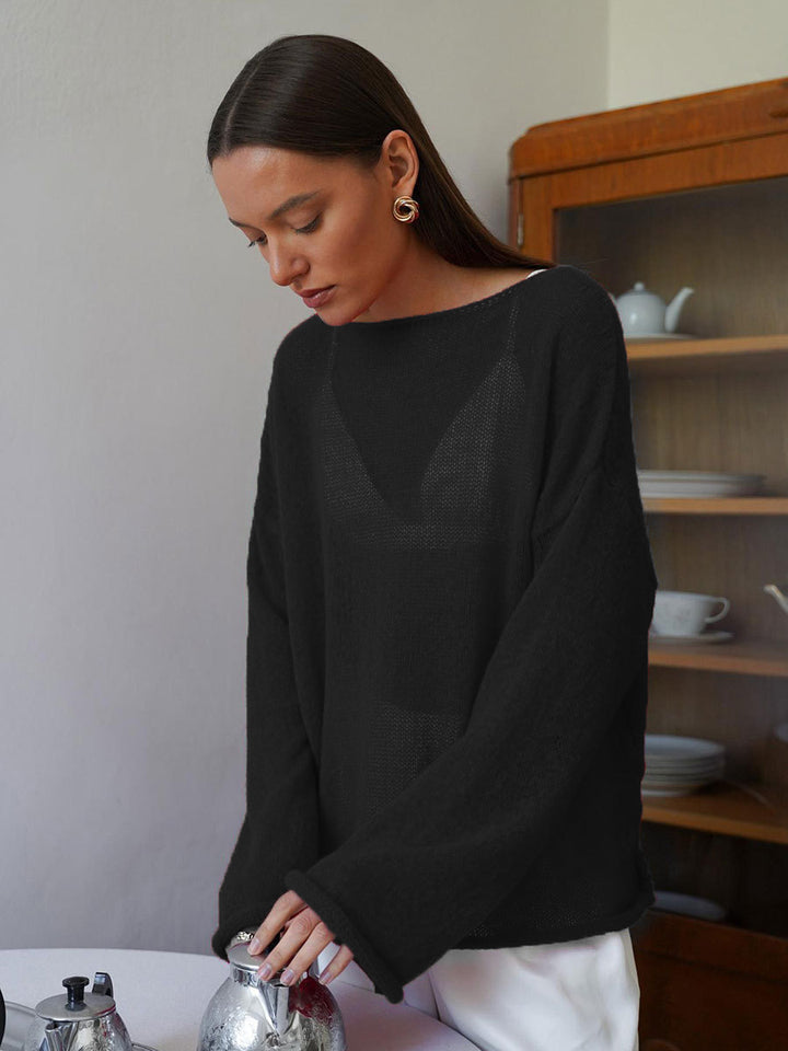 Dame afslappet longsleeve pullover i fin strik kvalitet Stilla