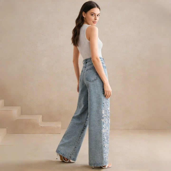 Dame Loose-Fit Jeans med blomsterbroderi Skovae
