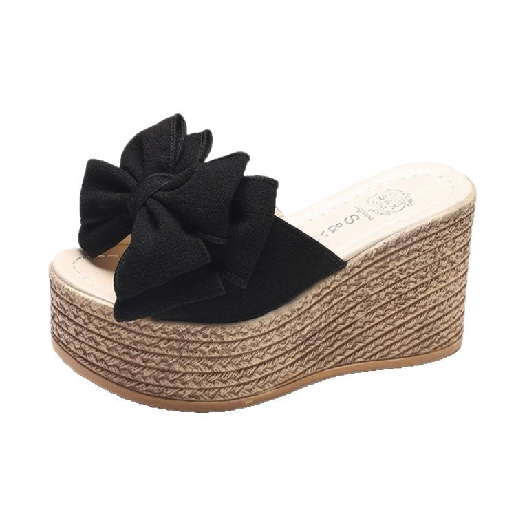 Dame Plateau-sandaler med moderne sløjfeapplikation Stilla