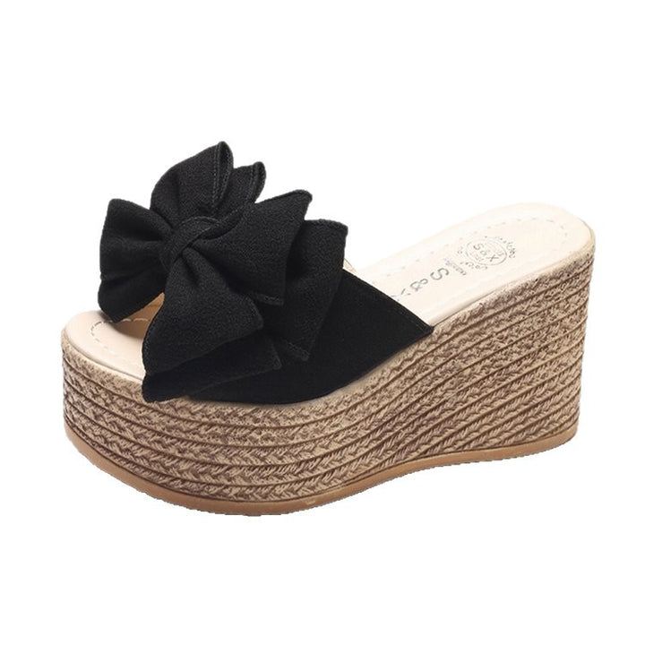 Dame Plateau-sandaler med moderne sløjfeapplikation Stilla