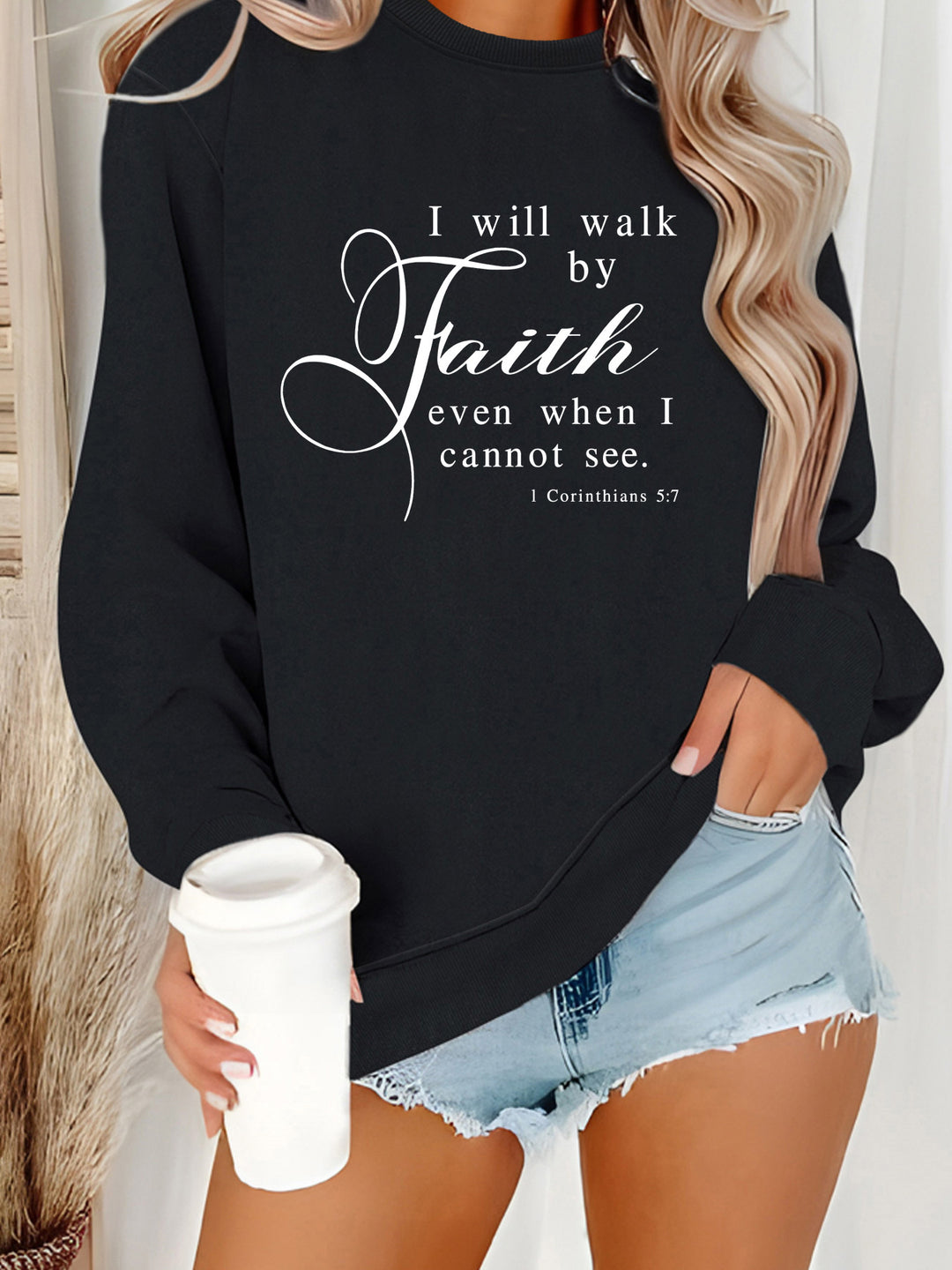 Dame sweatshirt med inspirerende tekst og blødt materiale Stilla