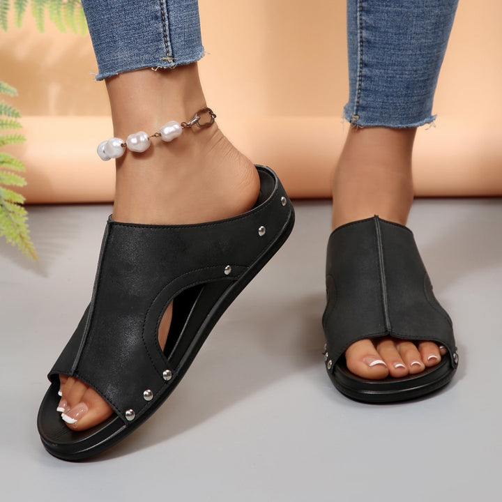 Dame Komfortable Slide-Sandaler med moderne Cut-Out-design og elegant rhinsten pynt Stilla