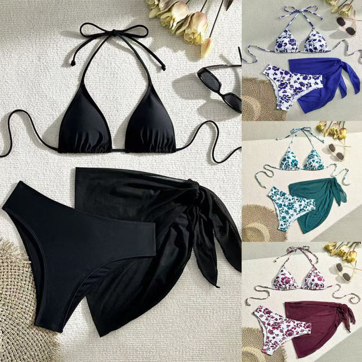 Dame bikini-sæt med blomsterdesign og afslappet overkjole Skovae