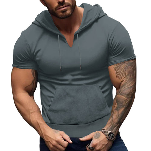 Herre kortærmet hoodie med praktisk kængurulomme og åndbart stof Stilla