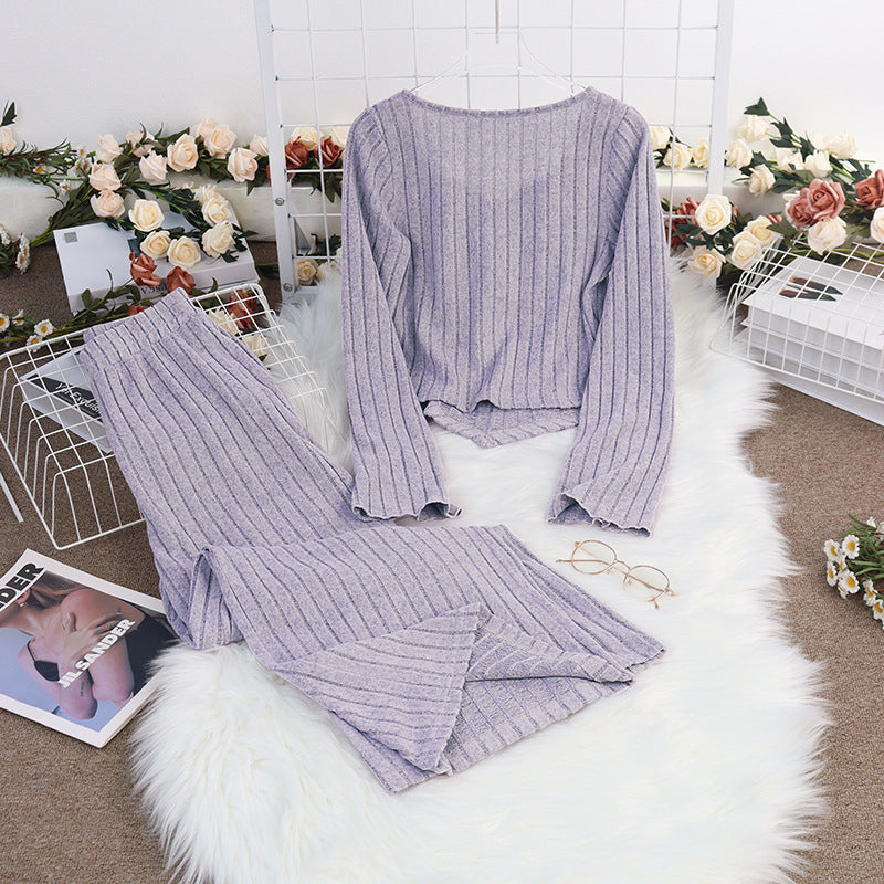 Dame Loungewear Sæt med stribet design og komfortabel pasform Stilla