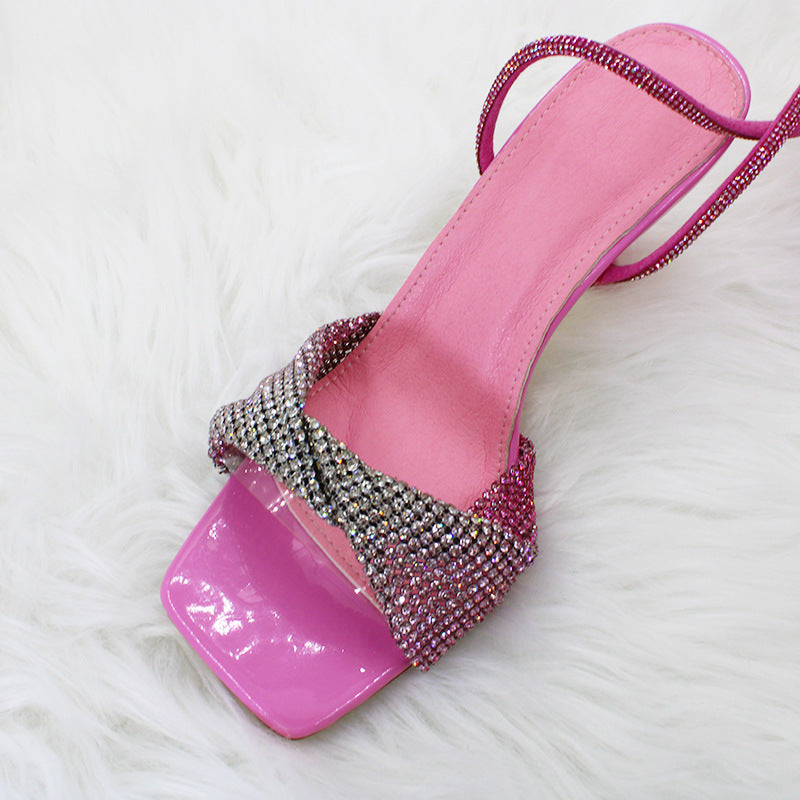Femme Strappy med strass dekorerede hæl sandaler  Stilla
