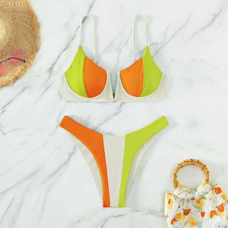 Damer Sporty Bikini med moderne farveblock-design Skovae