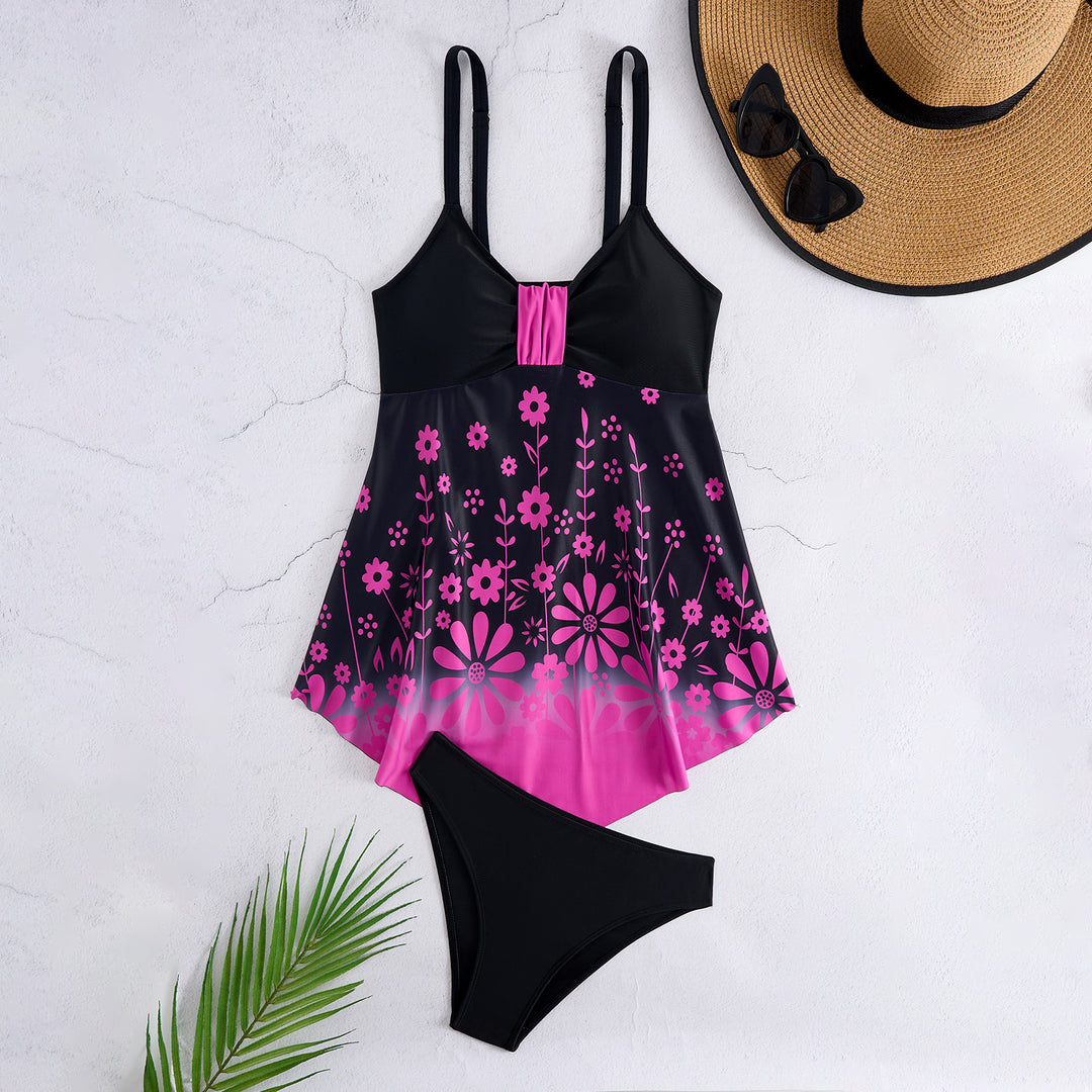 Dame Tankini sæt med blomstret design og flatterende snit Skovae