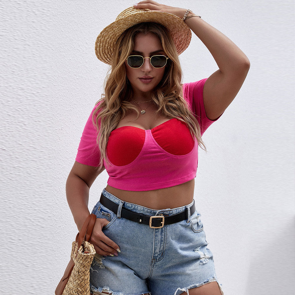 Dame Cropped Top med raffineret bustier-design og korte ærmer Skovae