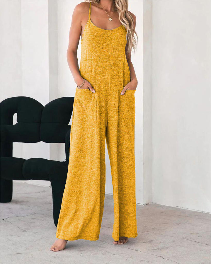 Dame Løs Jumpsuit med bredt skåret ben og praktiske lommer Stilla