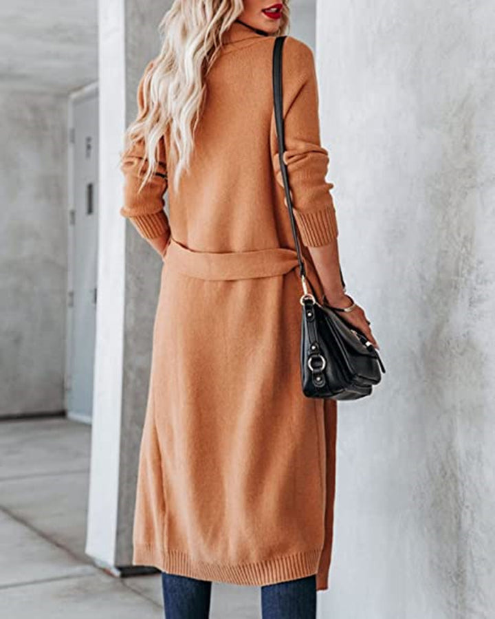 Dame chunky strik wrap cardigan med moderne lommer Stilla