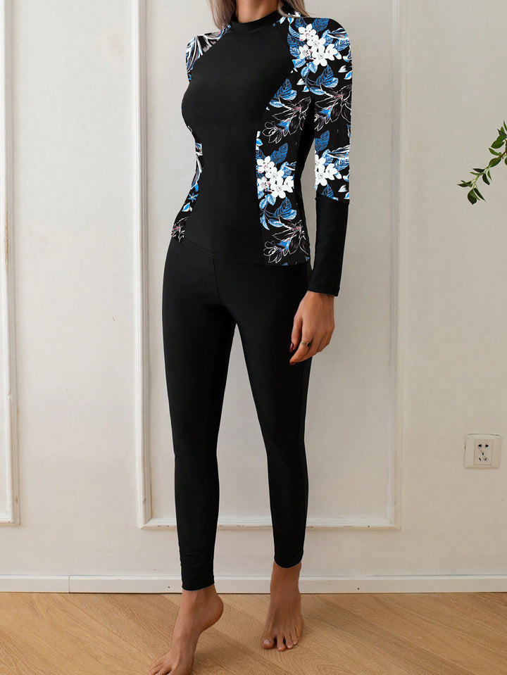 Dame Langærmet Rashguard med floral design Skovae