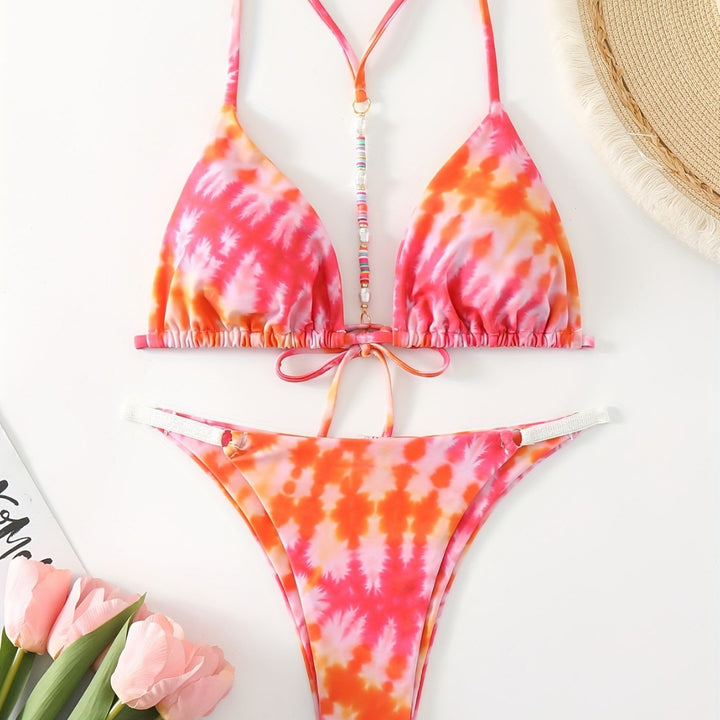 Dame triangel-bikini med moderne bindebånd-design Skovae
