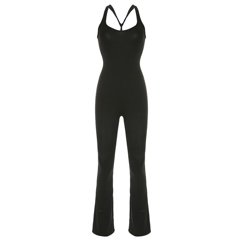 Damen eleganter und figurbetonter Jumpsuit mit schmalem Bein Skovae