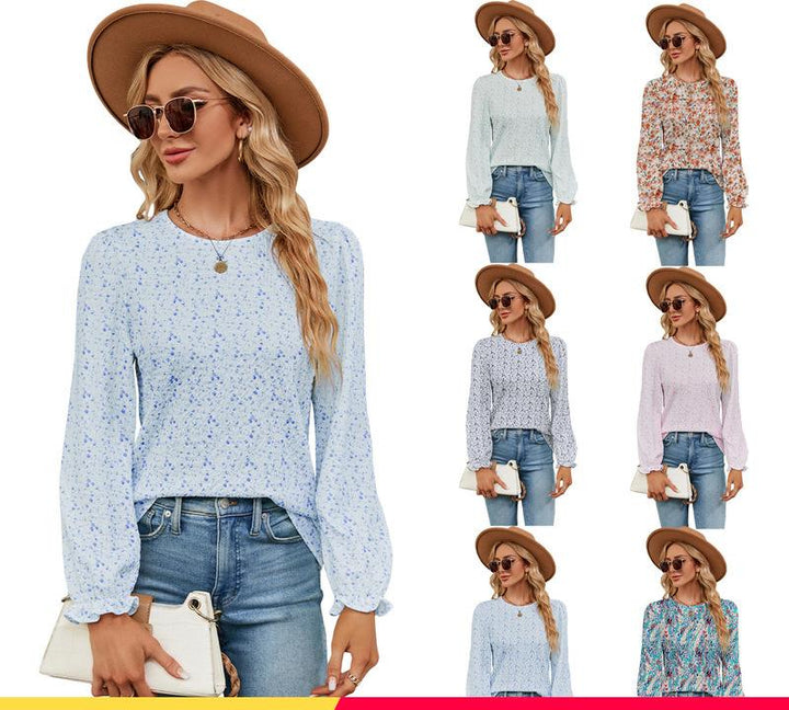 Damer Bluse med floral mønster og luftige ærmer Stilla