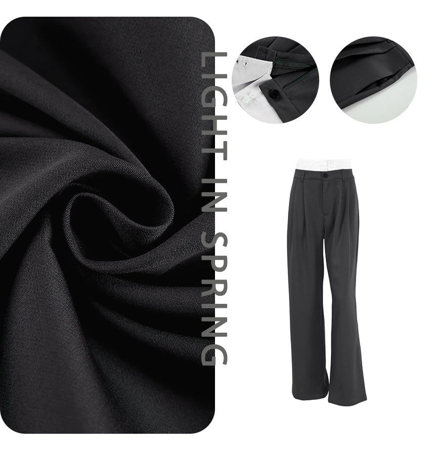 Dame elegante High-Waist Palazzo-bukser med bredt ben og dekorative folder Stilla