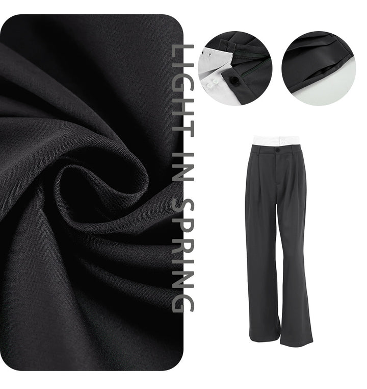 Dame elegante High-Waist Palazzo-bukser med bredt ben og dekorative folder Stilla