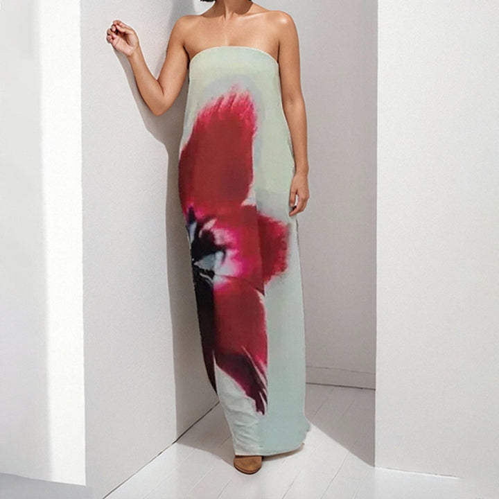 Dame Maxikjole med floralt design Stilla
