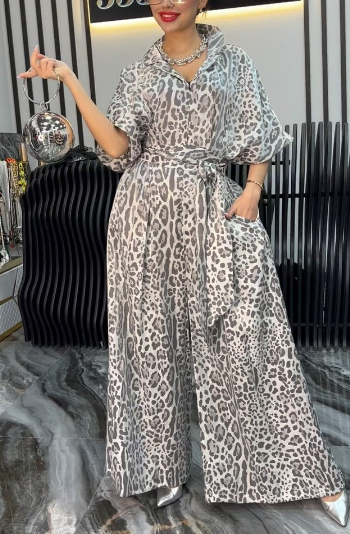 Kvindernes elegante jumpsuit med bred ben og blomster mønster Stilla