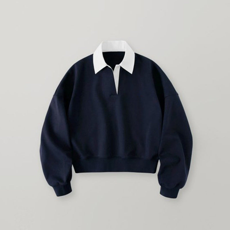 Dame Sweatshirt med skjortekrave og trendy oversized-design Stilla