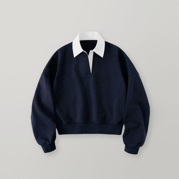 Dame Sweatshirt med skjortekrave og trendy oversized-design Stilla