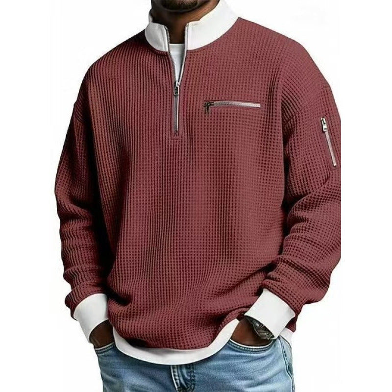 Mænds sweatshirt med høj krave og praktisk lynlås Skovae