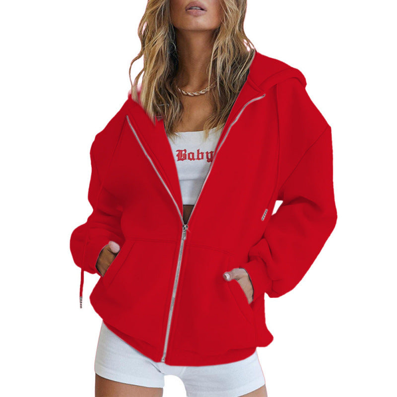 Kvinder Oversize Hoodie Jakke med Høj Krave Skovae