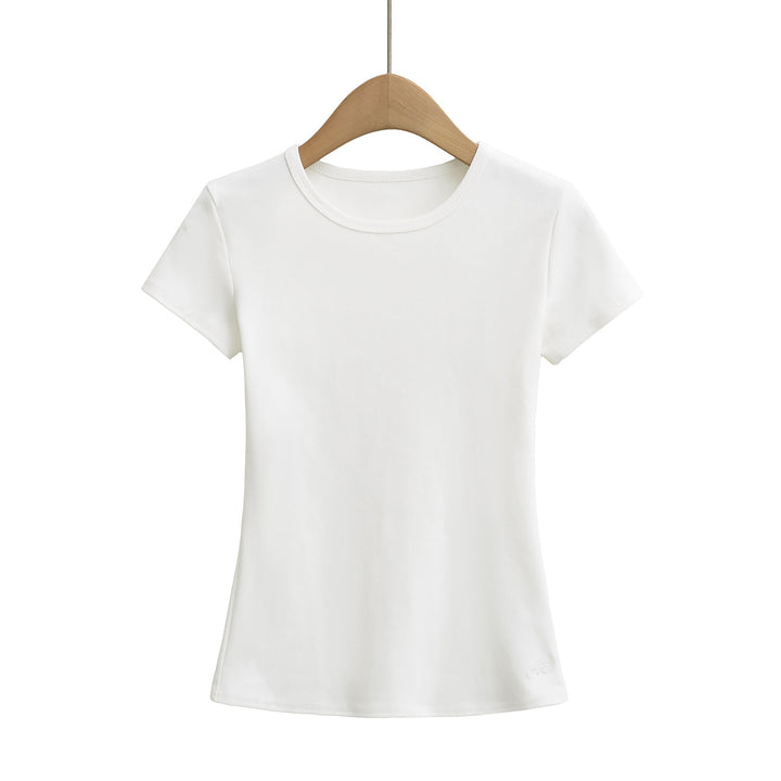 Dame Rundhalset T-shirt i åndbart bomuldsblanding Stilla