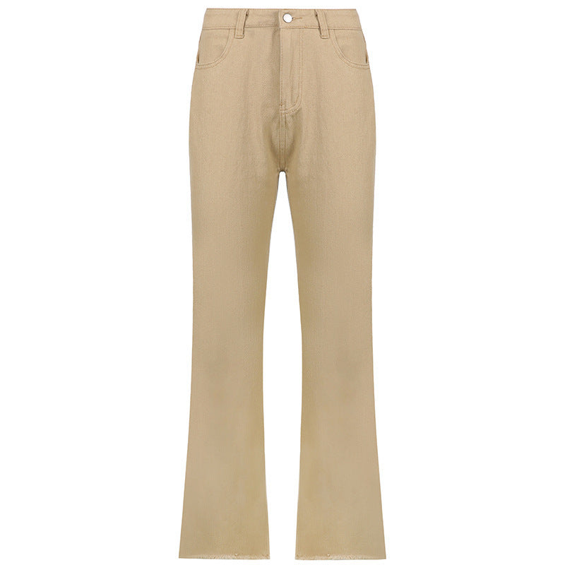 Dame High-Waist Baggy Jeans med bred ben Stilla