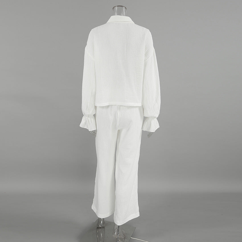 Dame linned blouse og løstsiddende bukser i afslappet stil Stilla