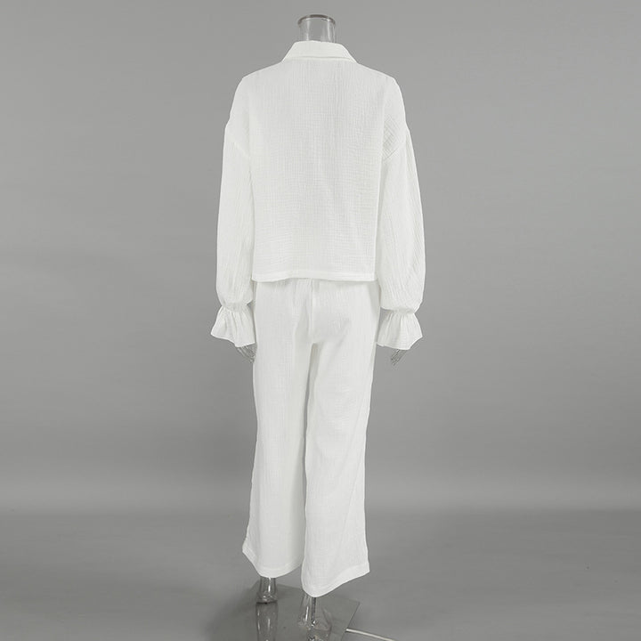 Dame linned blouse og løstsiddende bukser i afslappet stil Stilla