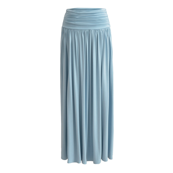 Dame maxiskørt med elegant rynke design og elastisk talje Stilla