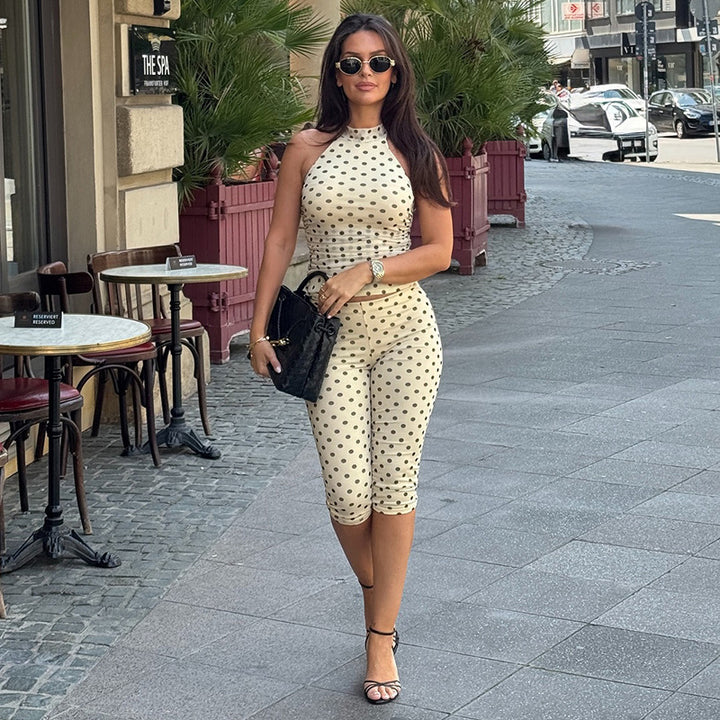 Damen Sportlicher Bodysuit mit modischem Polka-Dot-Muster Skovae