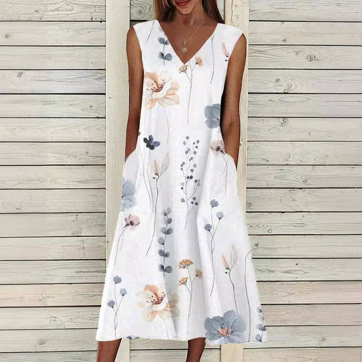 Dame maxikjole med blomsterprint og elegant kort jakke Stilla