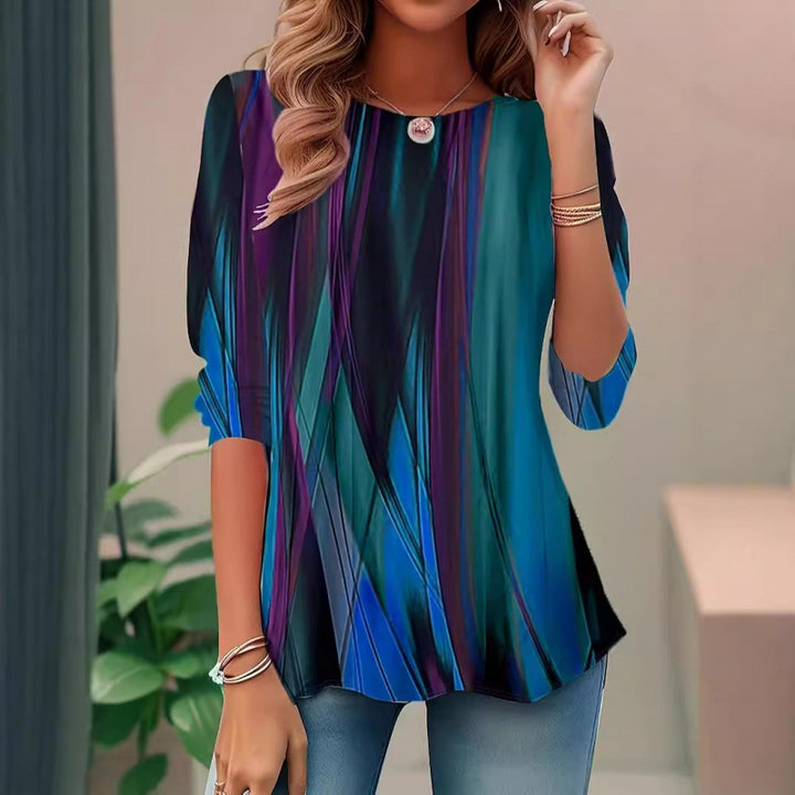 Damebluse med abstrakt mønster og løs pasform Stilla