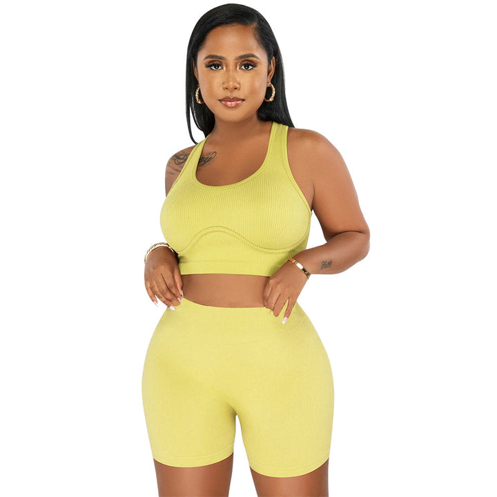 Damer Sporty Crop-Top og Shorts Sæt Stilla