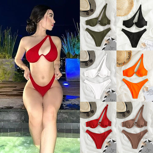 Dame Triangel-Bikini med asymmetrisk snit og komfortabel bund Skovae