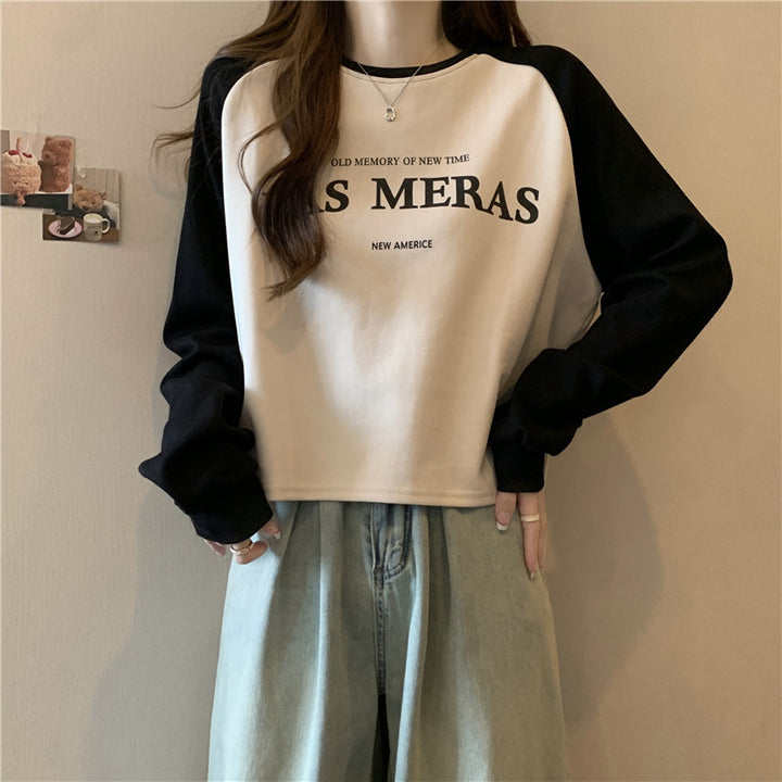 Femme Trendy Grafik Crop Sweatshirt Stilla