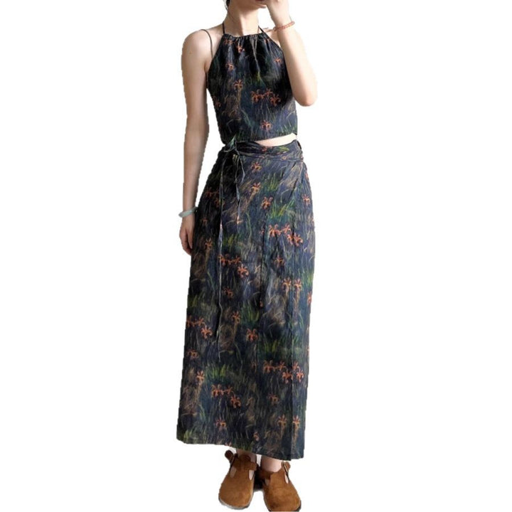 Femme Justerbare Sløjfe-Front Halter Top Stilla
