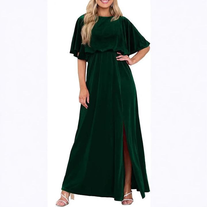 Dame Elegant Maxikjole med sideslag og voluminøse ærmer Stilla
